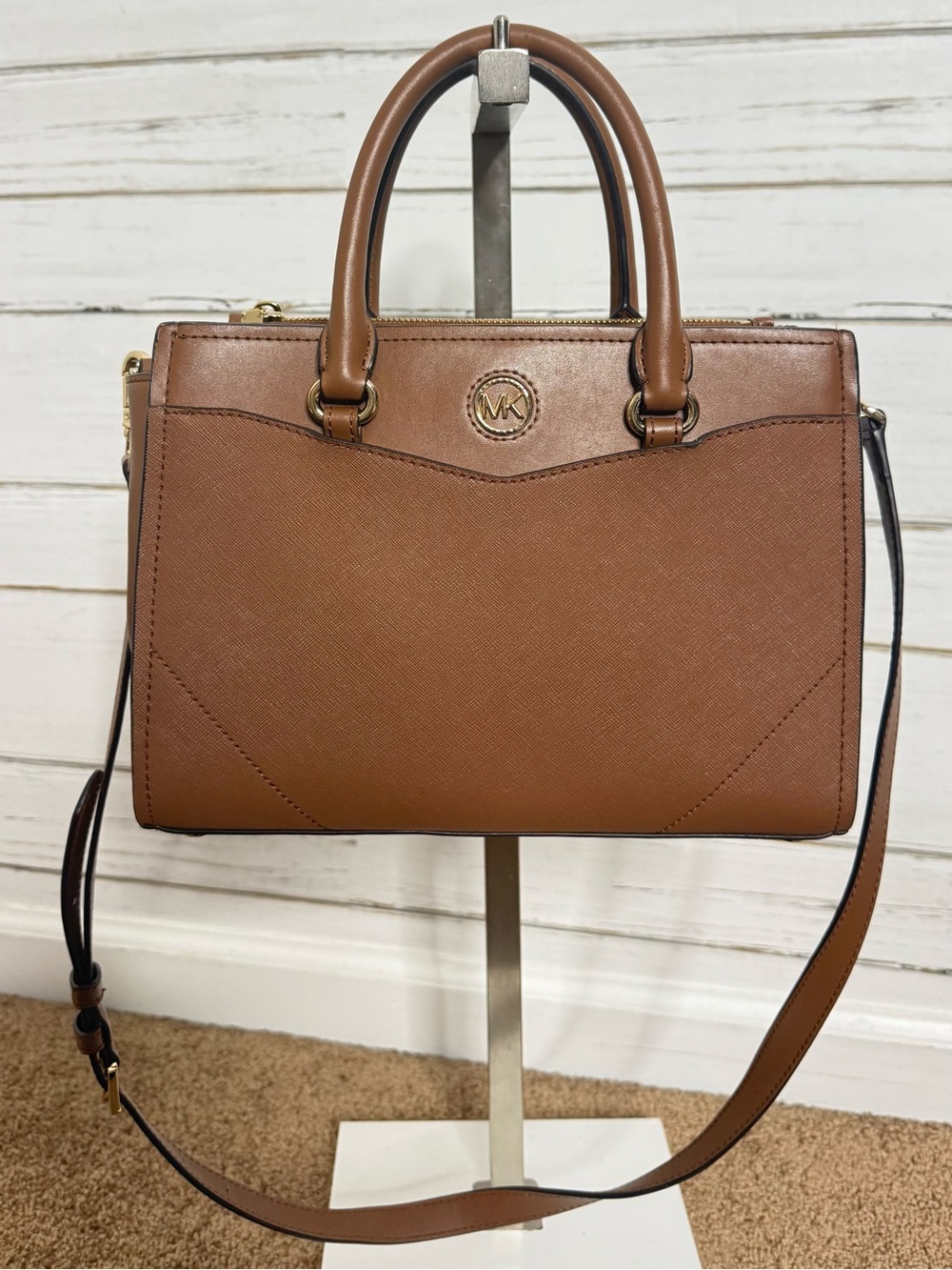 Michael Kors Brown Leather Satchel Crossbody Bag